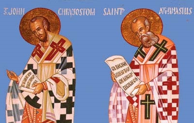 detail from icon of Sts. John Chrysostom and Athanasius